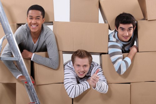 Packed household items ready for collection during a Soho move
