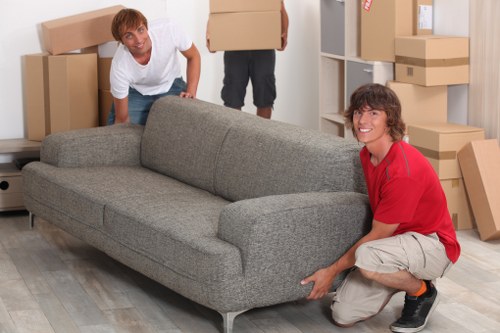 Packed removal van prepared with secure loading and safety measures