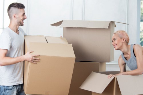 Packed household items ready for a house move in Soho