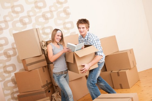 Boxes and furniture being prepared for a Soho flat move